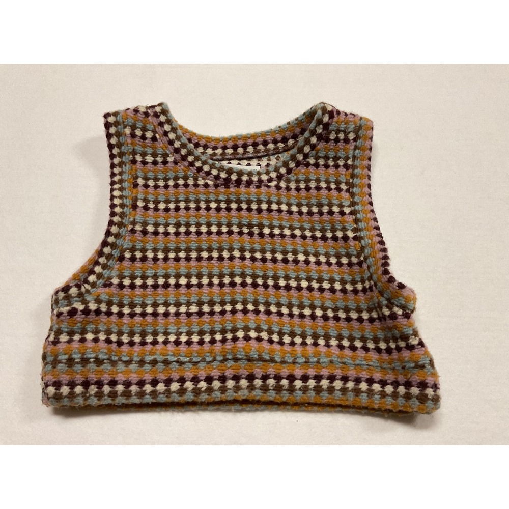 Zara Girls Multi Color Geometric Knit Sweater Vest Cropped Size 13-14 164cm
